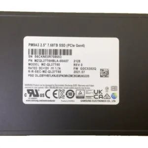 Samsung MZQL27T6HBLA-00A07 PM9A3 7.68Tb U.2 PCIe 4.0 x4 NVMe Datacenter SSD Brand New